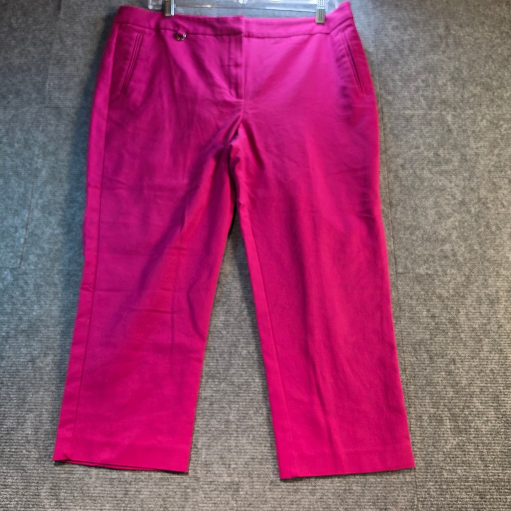 Adrianna Papell Trousers Women 14 Pink Excellent Cropped Cotton Stretch Pants